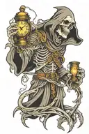 borrowed time grim reaper holding hour glass tattoo design idea