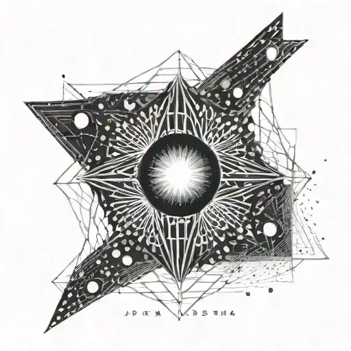 black hole sucking in text "per aspera ad astra" on the opposite creating something new tattoo design idea