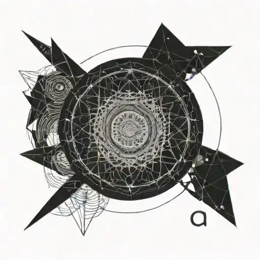 black hole surrounded by text "per aspera ad astra"  tattoo design idea