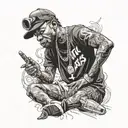 rapper on stage surrounded tattoo design idea