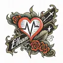 heartbeat line with the name Ethan  tattoo design idea