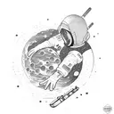 astronaut golfing on the moon tattoo design idea