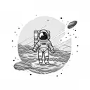 astronaut golfing on the moon tattoo design idea