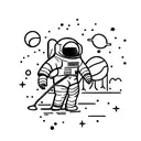 astronaut playing golf on the moon tattoo design idea