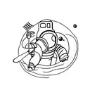 astronaut playing golf on the moon tattoo design idea