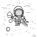 astronaut playing golf on the moon tattoo design idea