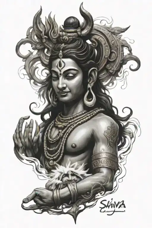 shiva mantra written in Sanskrit tattoo design idea