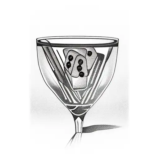 broken wine glass with dices tattoo design idea