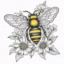 daisy Virgo symbol bee flying tattoo design idea