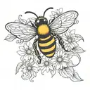 daisy Virgo symbol bee flying tattoo design idea