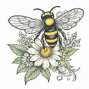 daisy Virgo symbol bee flying tattoo design idea