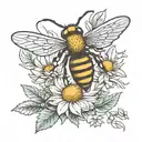 daisy Virgo symbol bee flying tattoo design idea