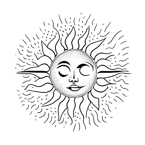 A minimalist tattoo of a sun shining through a raindrop tattoo design idea