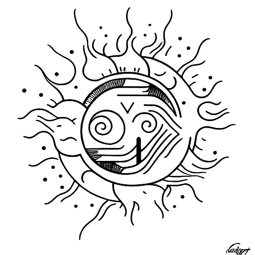 A minimalist tattoo of a sun shining through raindrops tattoo design idea