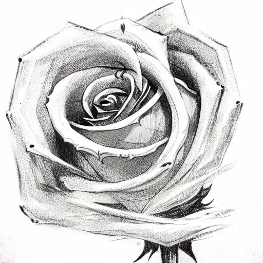 thin sword wrapped in a rose tattoo design idea