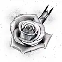 thin sword wrapped in a rose tattoo design idea