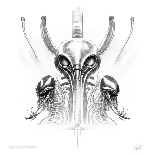 alien vs predator tattoo design idea