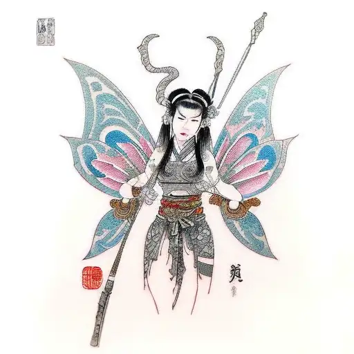 warrior fairy tattoo design idea