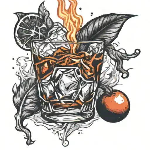 negroni on fire tattoo design idea