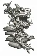 shark jaw bone open book with intricate tattoo design idea