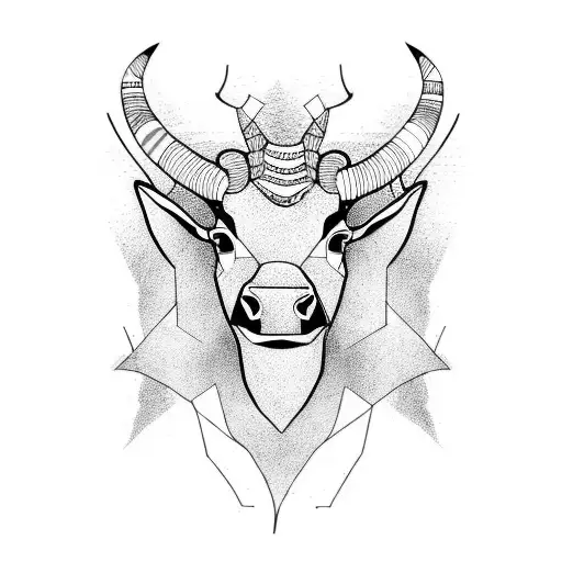 side horned bull with red and orange lines tattoo design idea