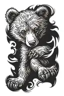 Bear cub playing tattoo design idea