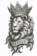 lion wearing a crown with the saying "heavy is the head that wears the crown " tattoo design idea