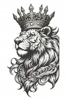 lion wearing a crown with the saying "heavy is the head that wears the crown " tattoo design idea