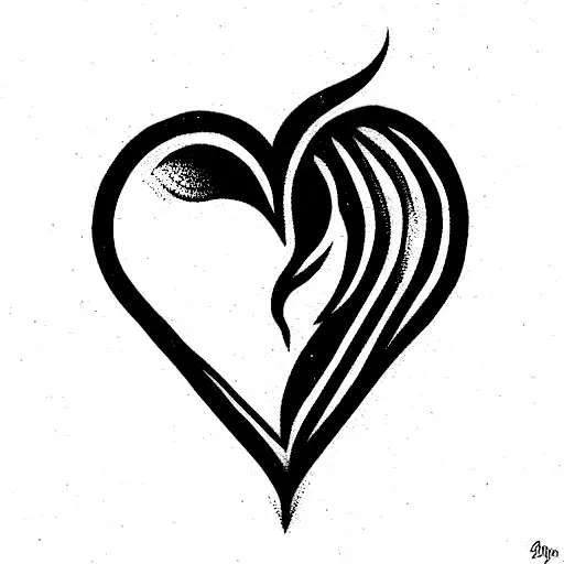 burning heart tattoo design idea