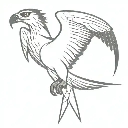 osprey bird flying with fish in talons tattoo design idea