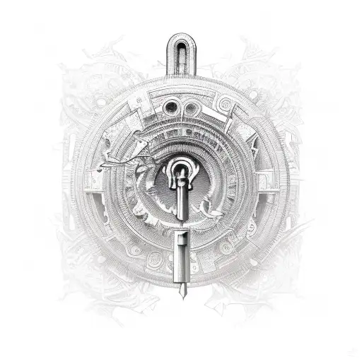 An intricate lock being opened by a unique key, representing the unlocking of potential and gaining control over ADHD. tattoo design idea