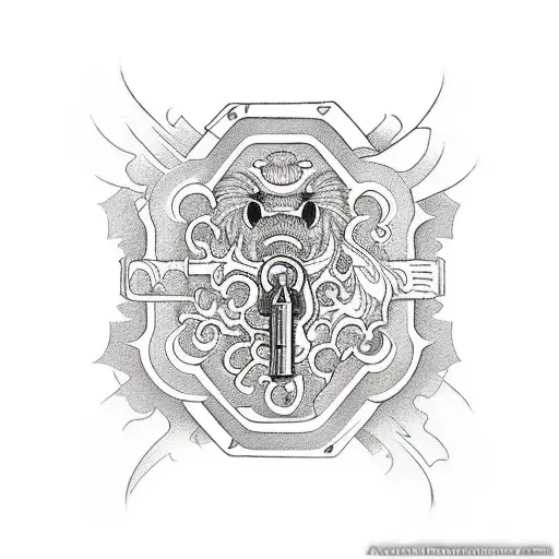 An intricate lock being opened by a unique key, representing the unlocking of potential and gaining control over ADHD. tattoo design idea