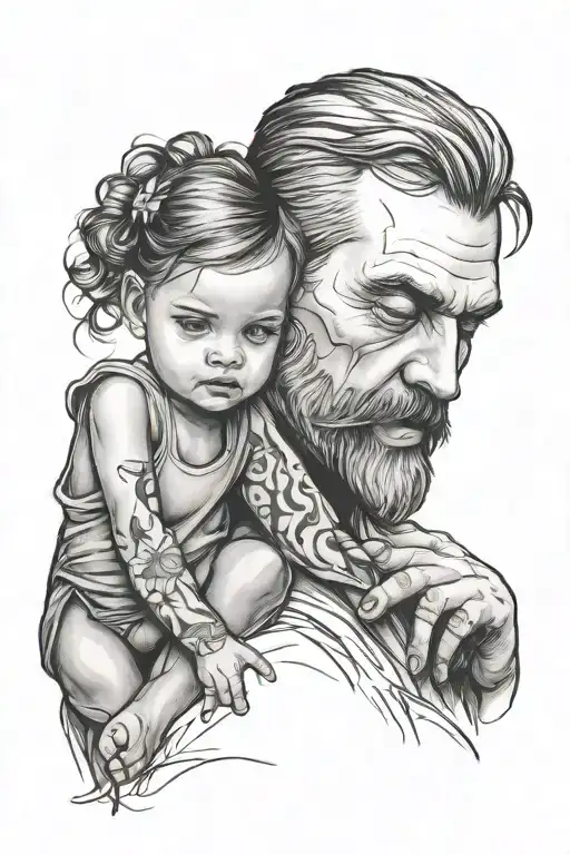 daddy daughter holds in his arms tattoo design tattoo design idea