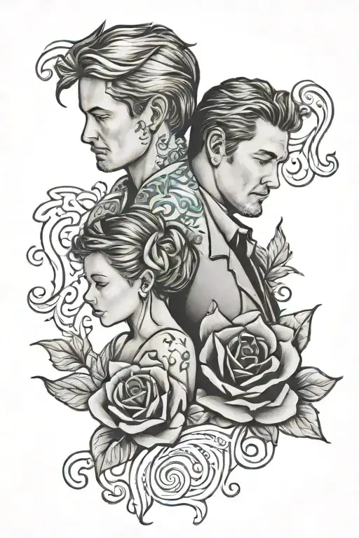 daddy daughter tattoos teal background tattoo design idea