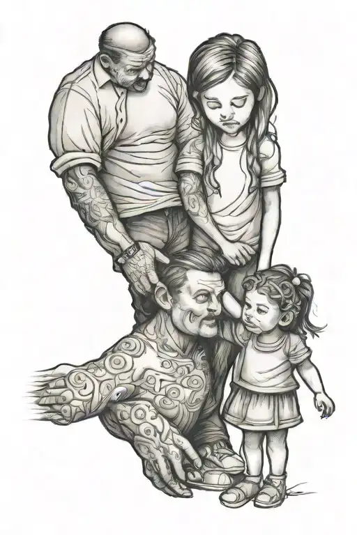daddy daughter holding hands tattoo design idea