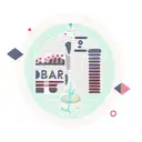 A bar graph showing exponential growth with a data scientist analyzing it tattoo design idea