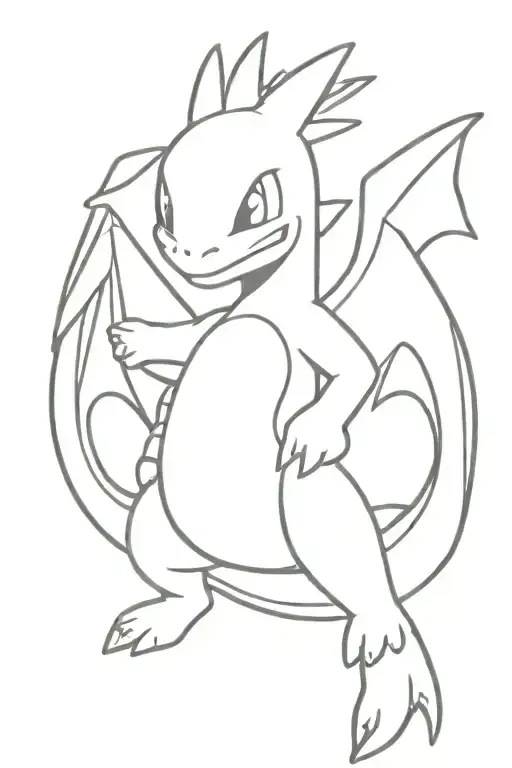 banana with charizard pokemon costume tattoo design idea