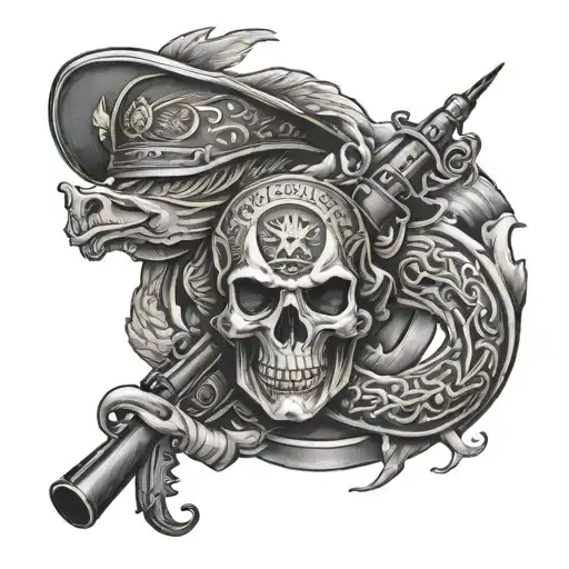 usmc dark fantasy hunting half sleeve tattoo design idea