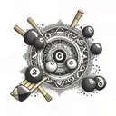 A mandala design incorporating billiard balls and cues, representing the client's dedication to both their Zen practice and their love for billiards tattoo design idea