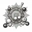 A mandala design incorporating billiard balls and cues, representing the client's dedication to both their Zen practice and their love for billiards tattoo design idea