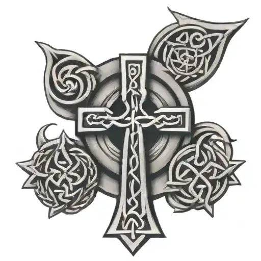 Celtic cross  with dara knot tattoo design idea