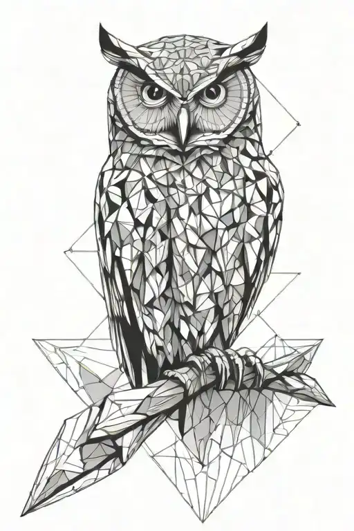 owl perched tattoo design idea