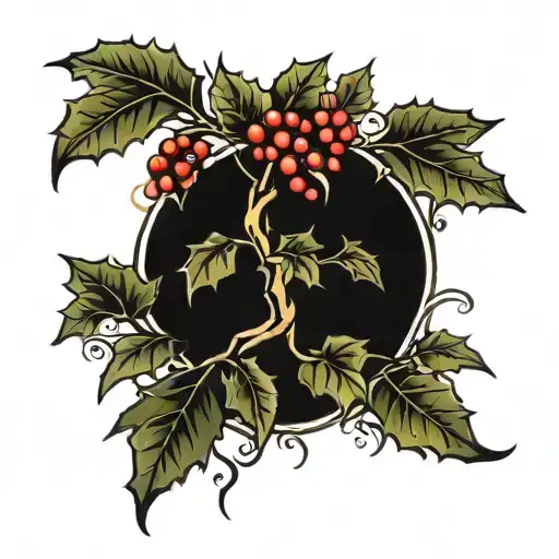 Holly tree silhouette tattoo design idea