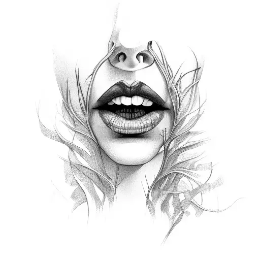 lips of roots tattoo design idea