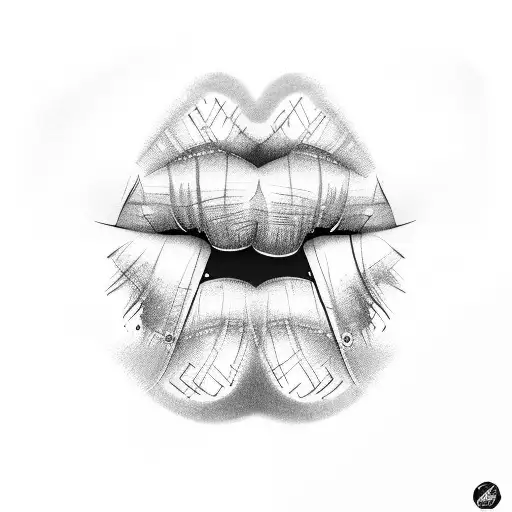 lips with roots tattoo design idea