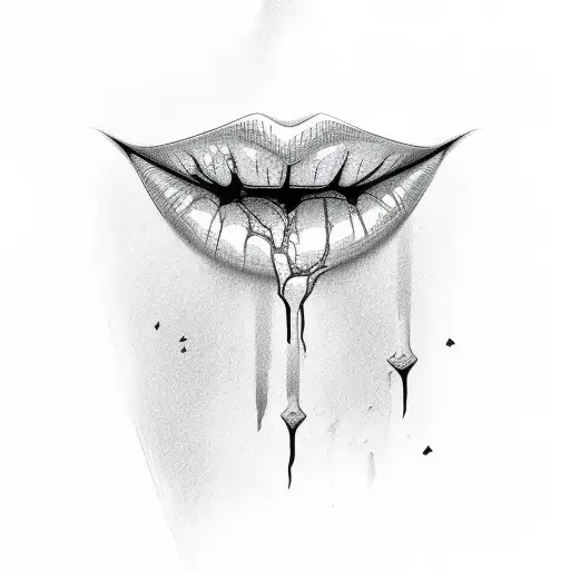 lips with roots tattoo design idea