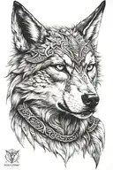 valkyrie Greya Wolf face tattoo design idea