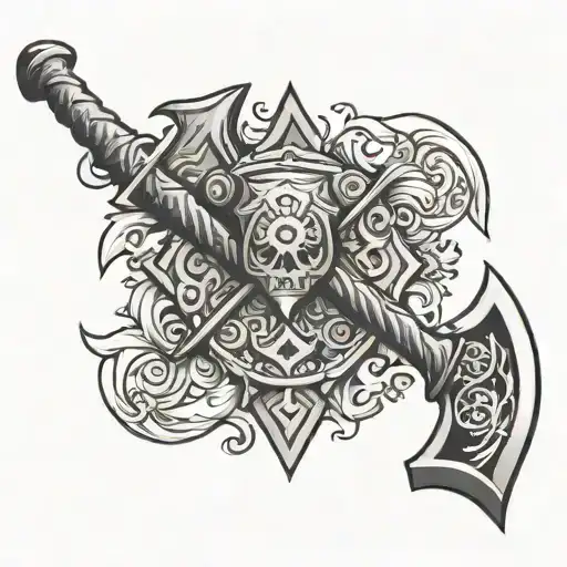fire axe and halligan and a pike pole tattoo design idea