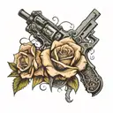 Roses with torn and gun 2nd amendment tattoo design idea
