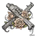 Roses with torn and gun 2nd amendment tattoo design idea